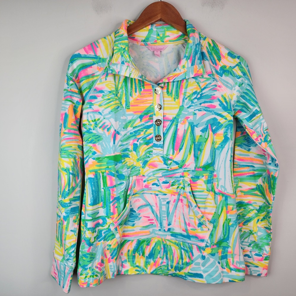 Lilly Pulitzer Skipper Popover Women's XS Multi-Color Abstract Print Pullover - Picture 2 of 8